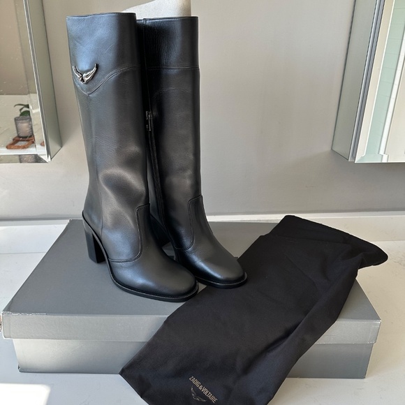 NIB | Zadig & Voltaire | Preiser | Black Leather Tall Boots - Picture 6 of 11